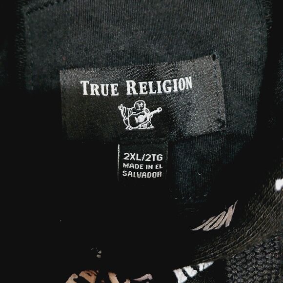 True Religion LS All Over Print Pullover Hoodie Men's Size 2XL - Picture 7 of 13